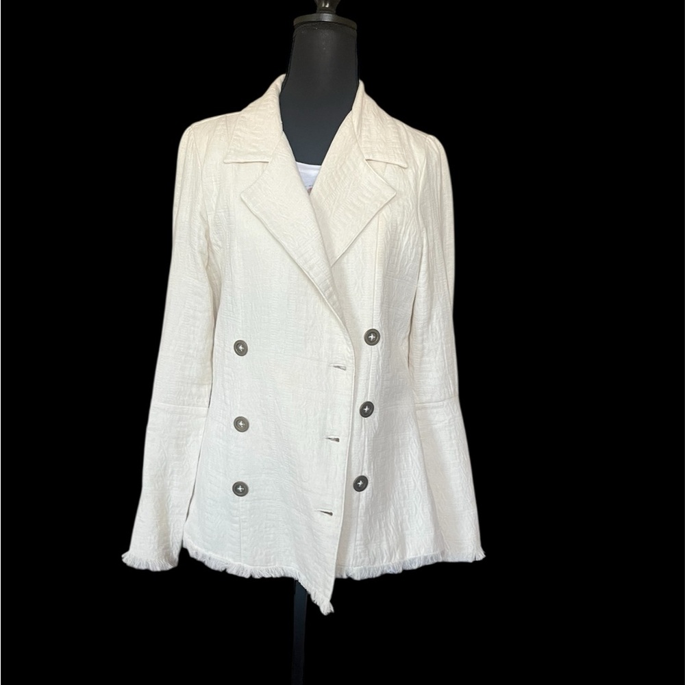Show Me Your MuMu Double-Breasted Gillian Cream Crepe Bell Sleeve Blazer size M